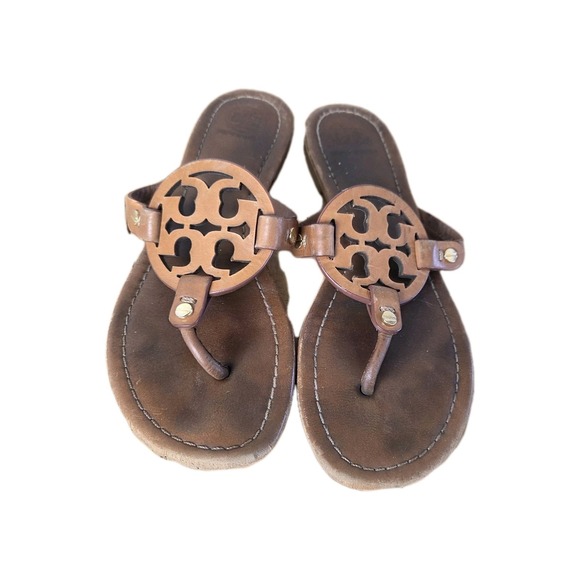 LOT OF 2 Tory Burch Miller Leather Sandals Women's Size 7 Brown Leather Red - Picture 3 of 16